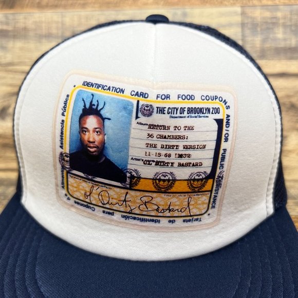 Ol' Dirty Bastard Mens Trucker Hat Navy Snapback ID Card Album Cover 90s Cap - Picture 2 of 7